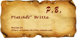 Platzkó Britta névjegykártya